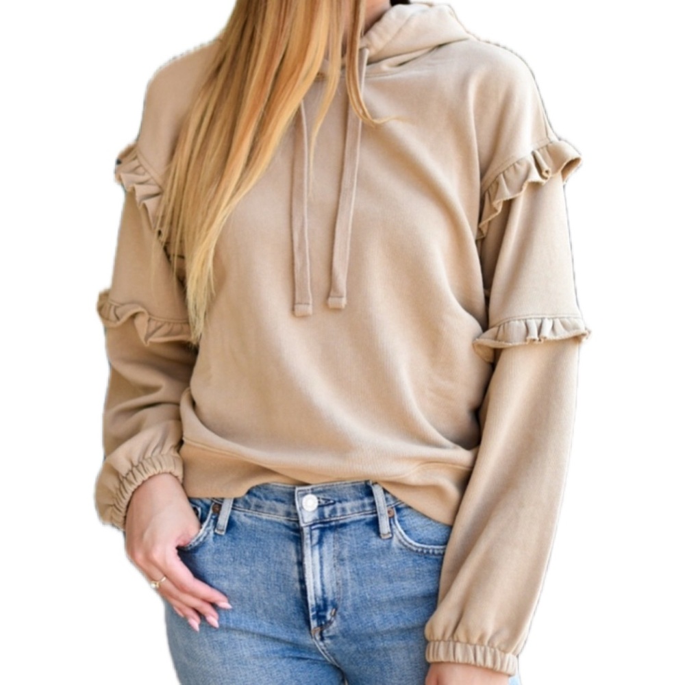 Rebecca Minkoff Sand Ruffle Trim Evelyn Hoodie Size Medium
